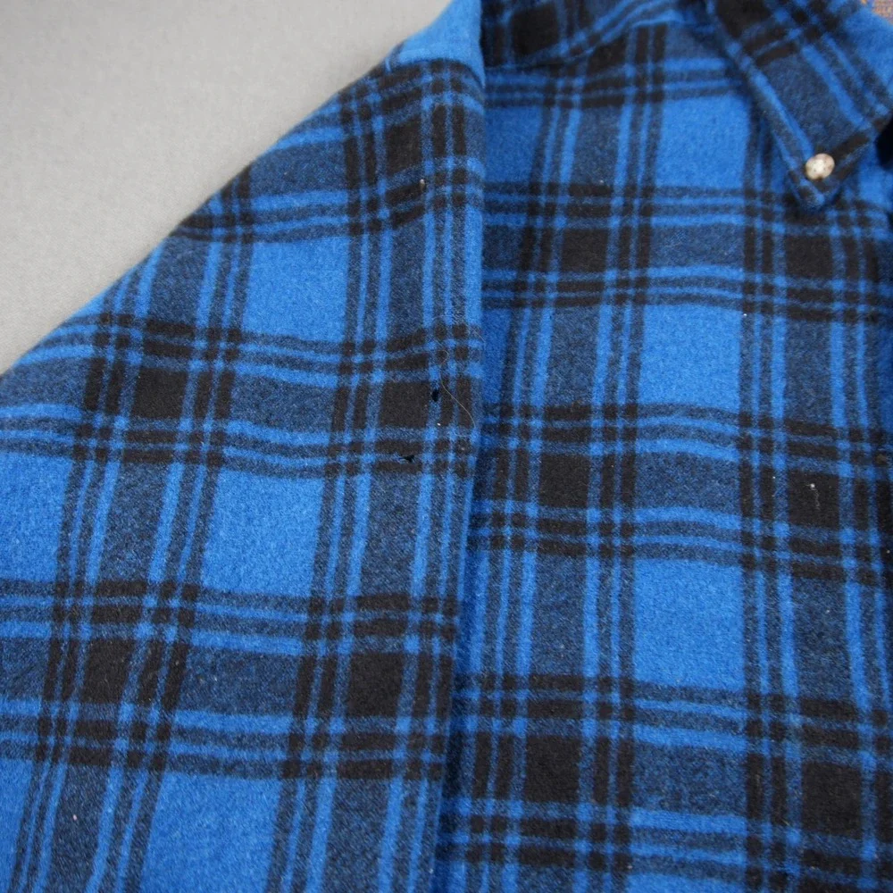 Thrashed Pendleton Vintage Wool Plaid Men Shirt S Blue Distressed Western Skate